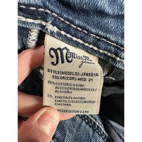 MISS ME Boyfriend 28 Jeans Crop  32 X 24 inseam Ice Pick Stitch Stretch Capri - Picture 7 of 8